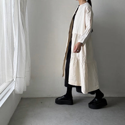 jujudhau デッドストックコットンティアードドレス　ナチュラル(ネップ)