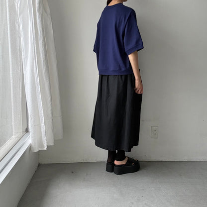atelier d'antan  Bordet コットンジャージー５分袖プルオーバー　ダークブルー