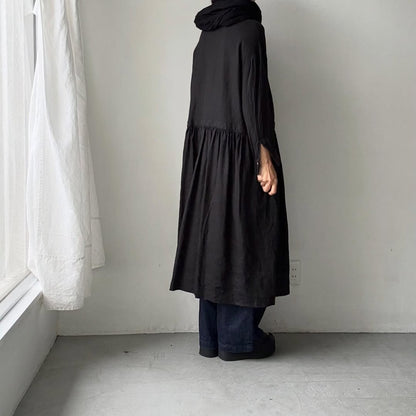 atelier naruse  リネンシャツワンピース　ブラック
