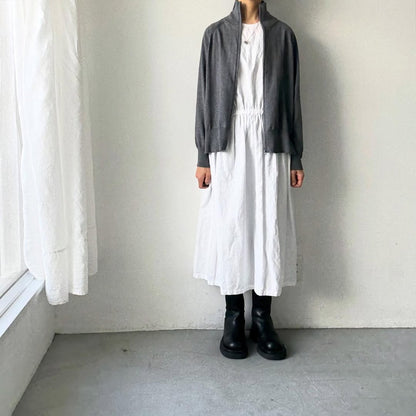 homspun ソフトコットンジップアップカーディガン　チャコールグレー