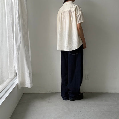 Linenya  コットン丸襟ブラウス　きなり