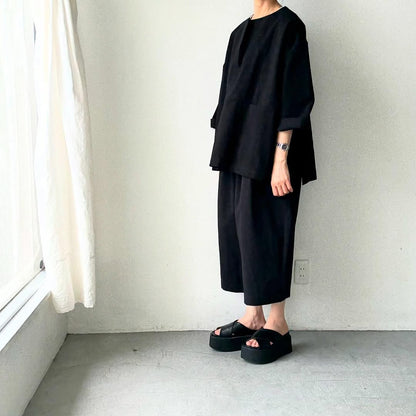 atelier d'antan Bouvetコットンプルオーバー　ブラック