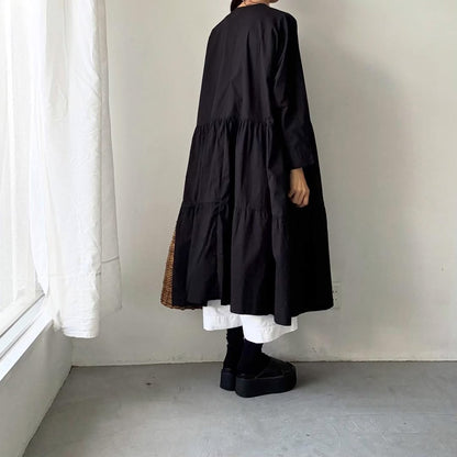 jujudhau デッドストックコットンティアードドレス　ブラック