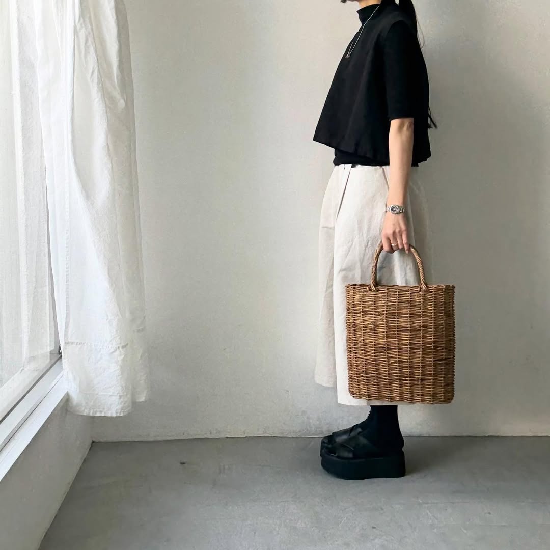 MAGALI ハイカウントコットンリネンコクーンパンツ　オートミール