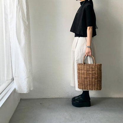 MAGALI ハイカウントコットンリネンコクーンパンツ　オートミール