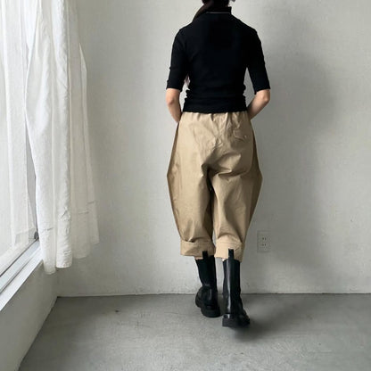 ゴーシュ  オーガニックダックコットンストレートラインパンツ　ベージュ