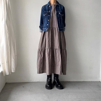 Linenya  ティアードワンピース　チェック