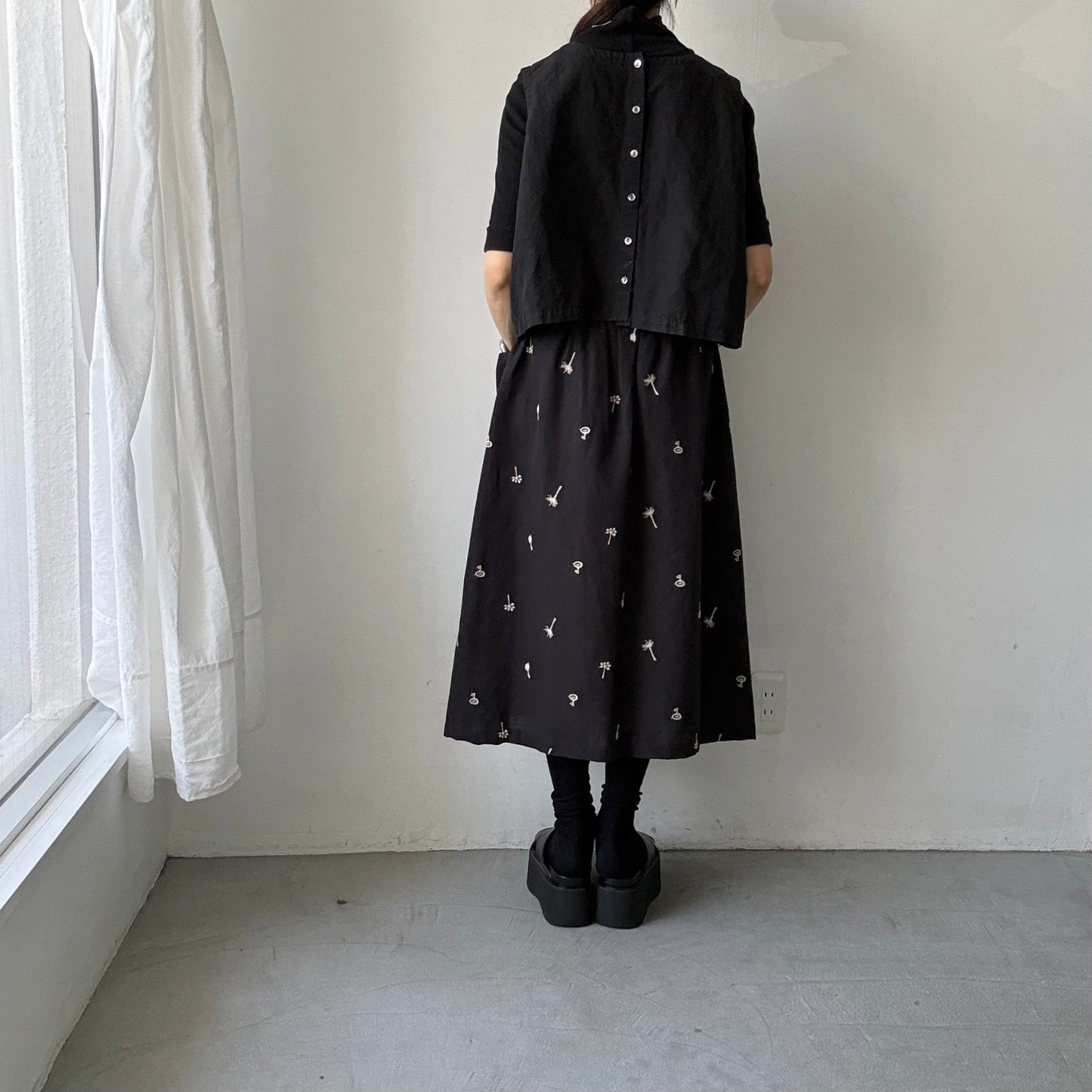 atelier naruse  コットンリネンカットインポケットスカート nohara