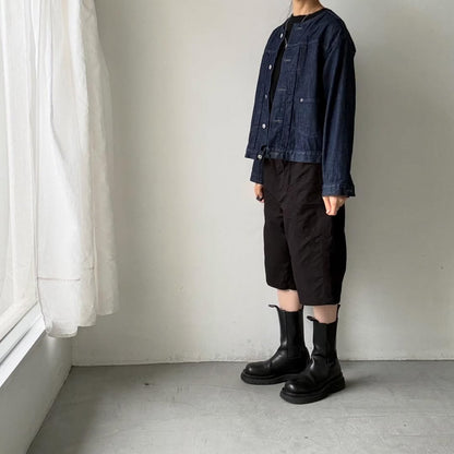 homspun  リップストップハーフパンツ　ブラック