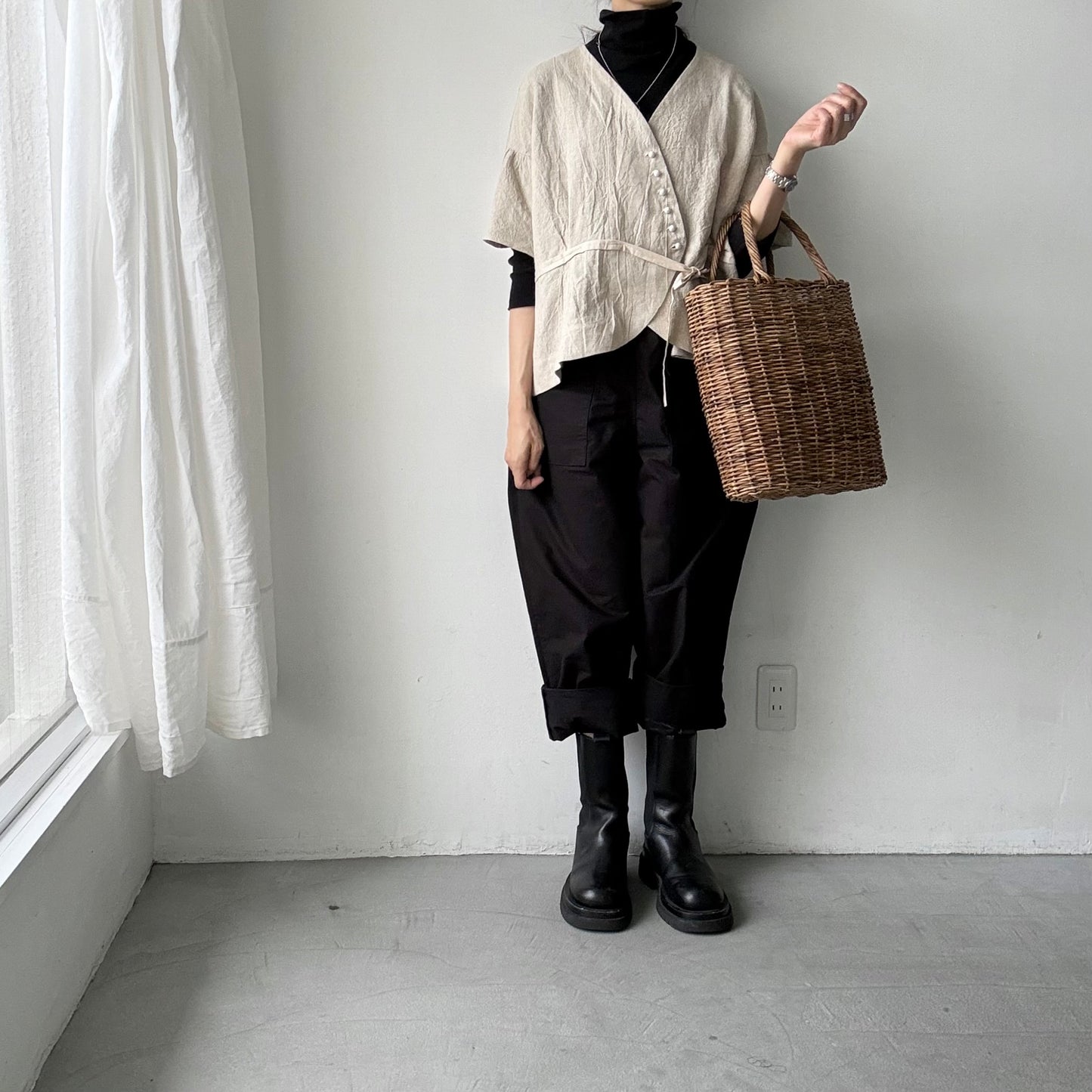 MAGALI  トリプルウォッシュリネンカシュクールジレ　ナチュラル