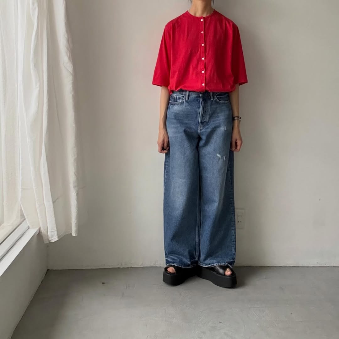 homspun  天竺5分袖カーディガン
レッド