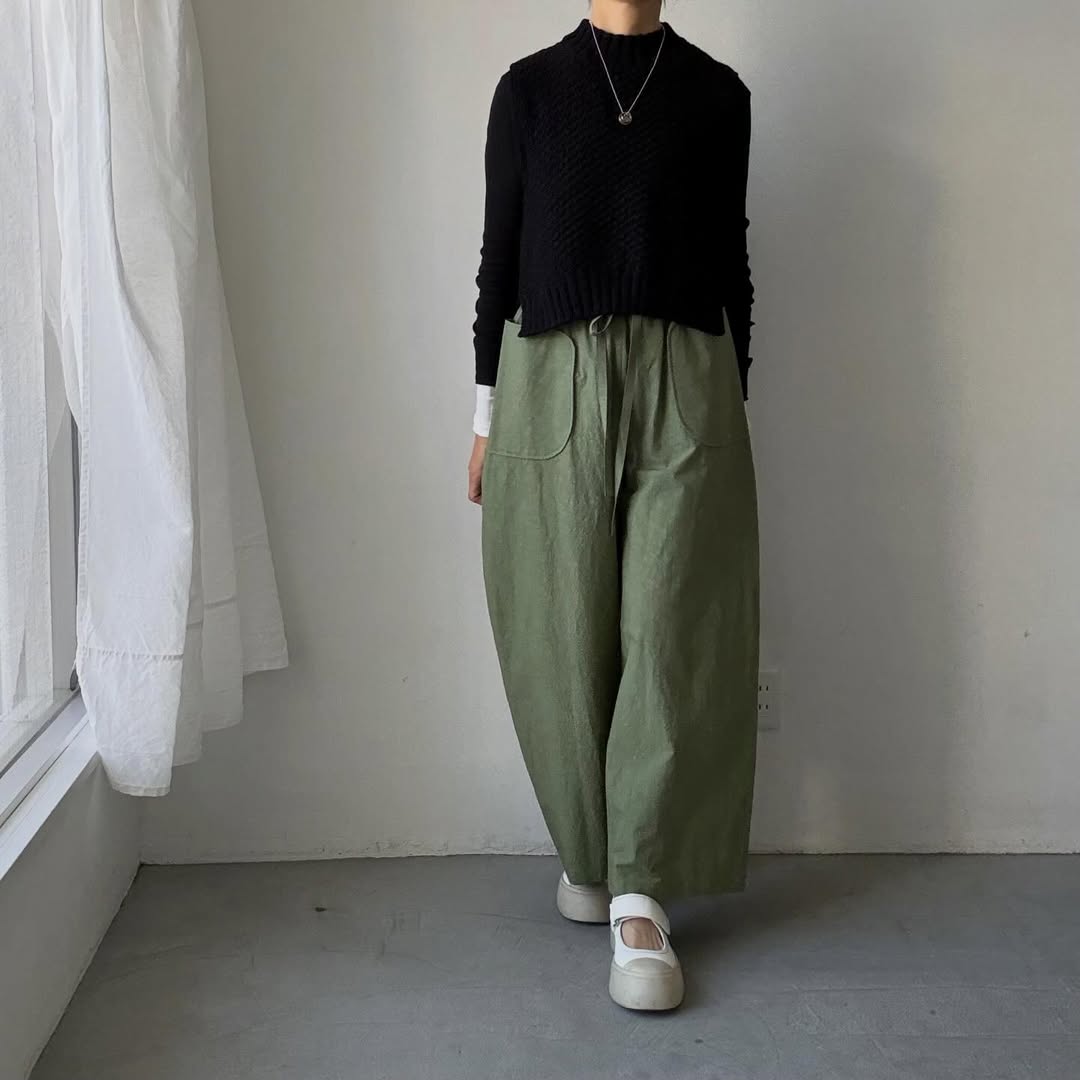 MAGALI コットンリネンファナージュロングパンツ