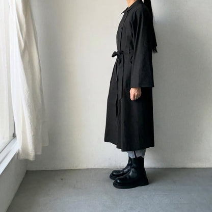 MAGALI コットンリネンアンティークキャンバストレンチコート　ブラック