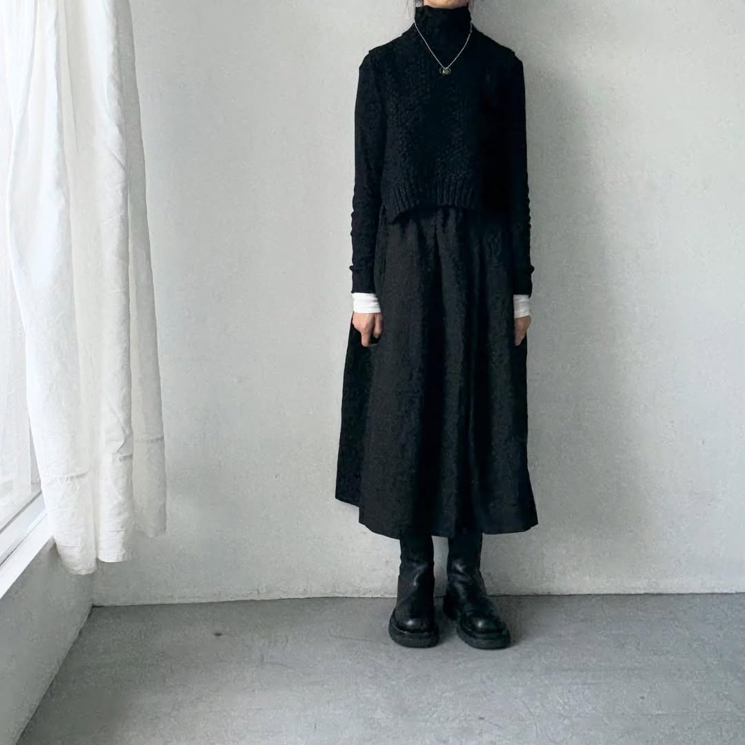 Linenya  リネンタックスカート　ブラック