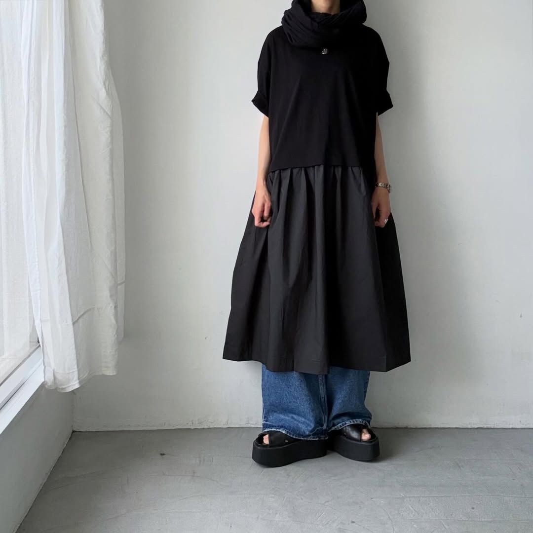 cion コットンTシャツコンビワンピース