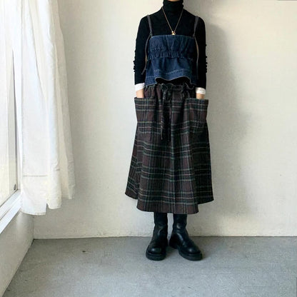 R&D.M.Co ウールタータンチェックストリングスカート