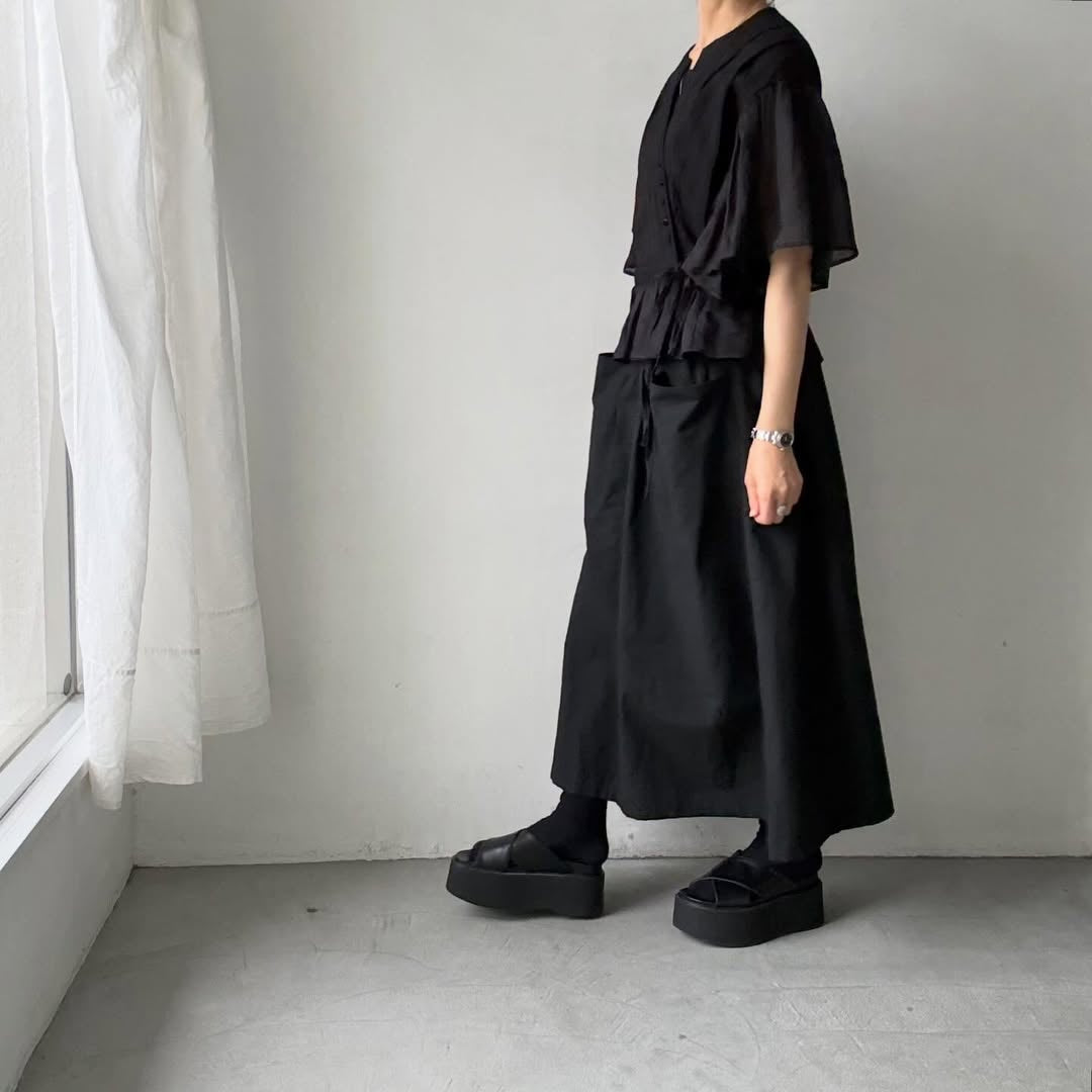 MAGALI コットンレースカシュクールブラウス　ブラック