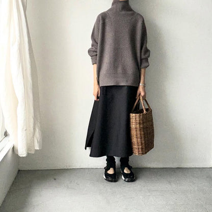 homspun メリノウールワッフル編みプルオーバー　グレー