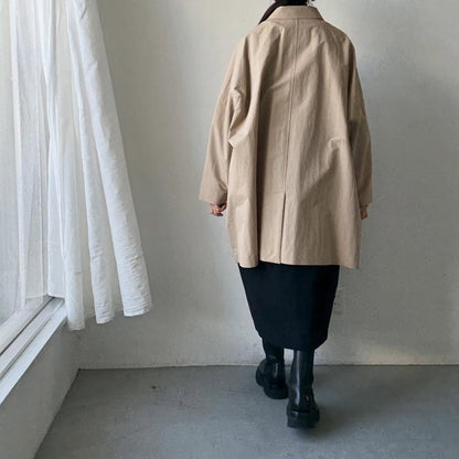 atelier naruse コットンナイロンタフタフーデットコート　ベージュ