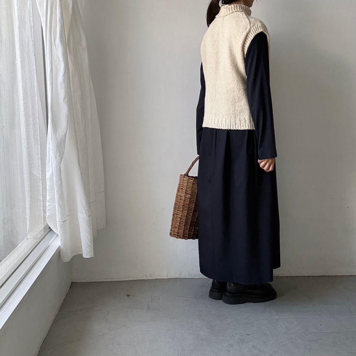 homspun  ネップヤーンタートルベスト　オフ