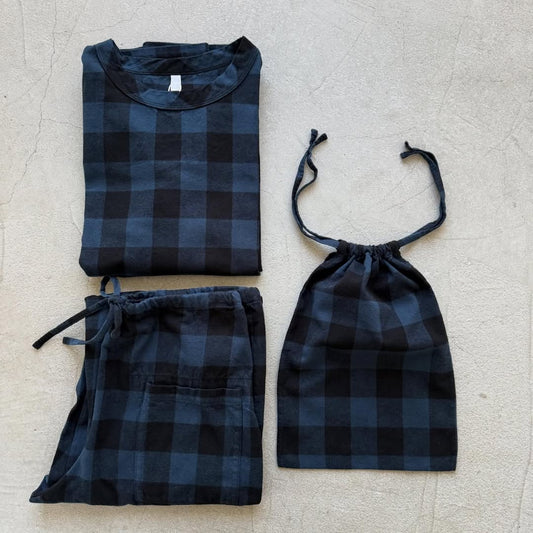 homspun ブロックチェックルームウェアセット　ネイビー×ブラック