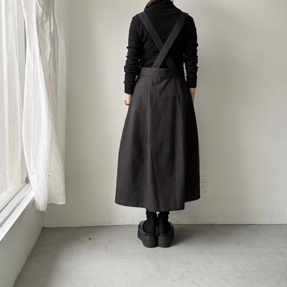 MAGALI キャンバスコットンリネンサスペンダースカート　ブラック