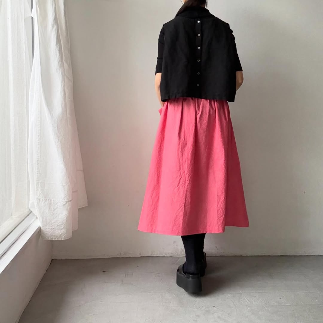 atelier naruse  ダウンプルーフコットンカットインポケットスカート　ローズピンク