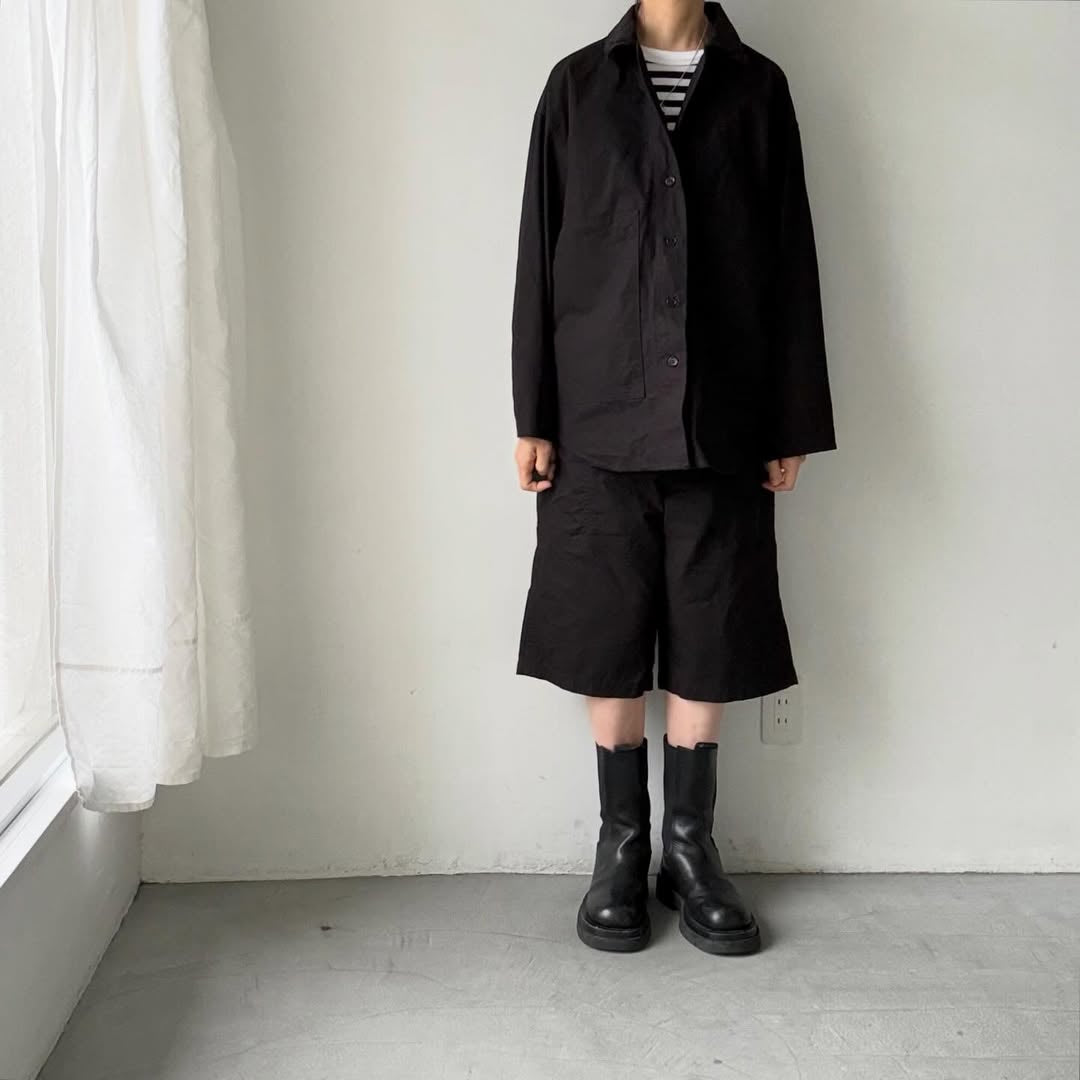 homspun  リップストップハーフパンツ　ブラック
