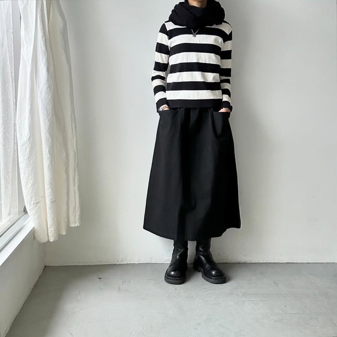 atelier naruse  ダウンプルーフコットンカットインポケットスカート　ブラック