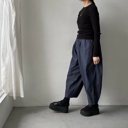 Linenya  デニムタックワイドパンツ