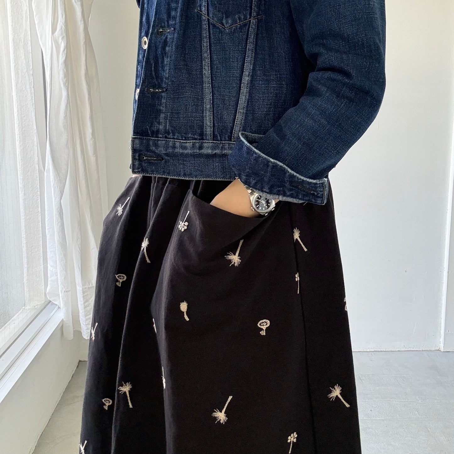 atelier naruse  コットンリネンカットインポケットスカート nohara