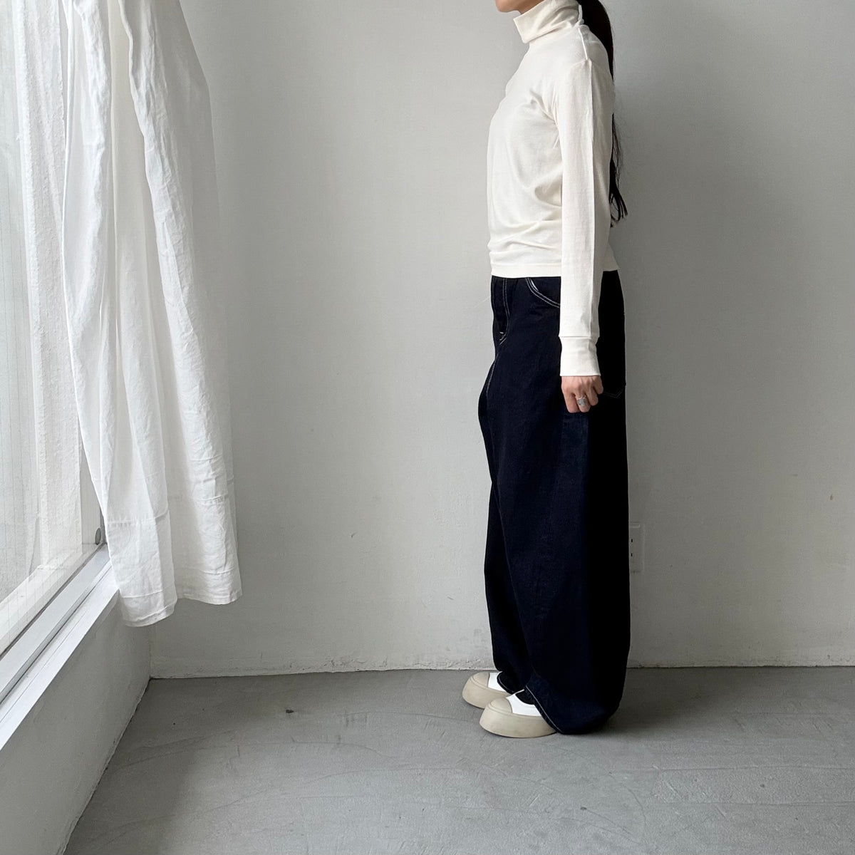 MAGALI コットンウールハイネックカットソー　アイボリー