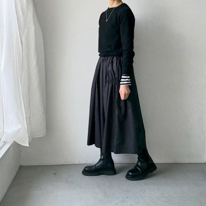 cion  コットンシャーリングギャザースカート　ブラック