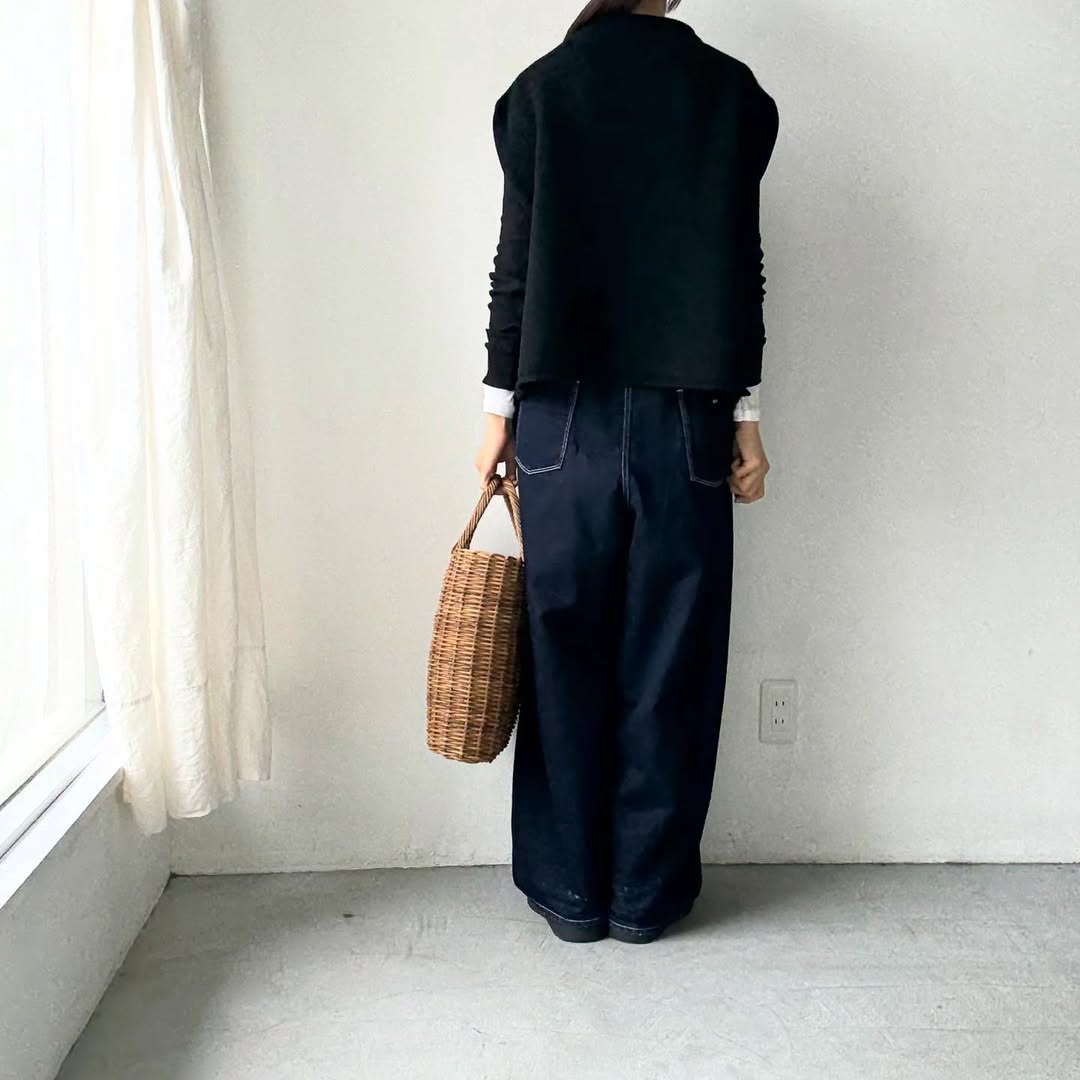 atelier d'antan Rude ウールニットベスト　ブラック