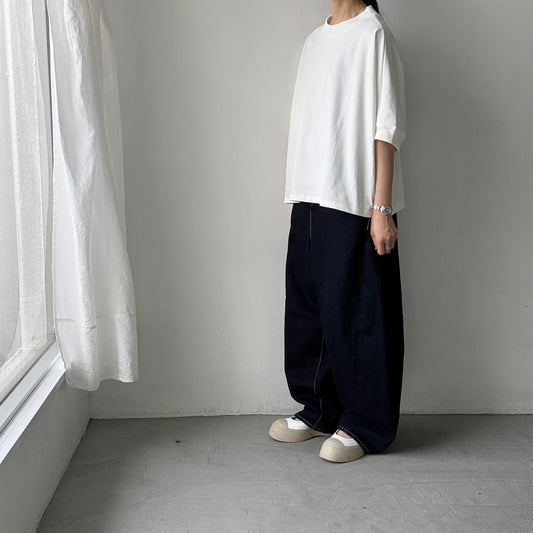 🟡週末入荷分予約受付中🟡Linenya  空紡糸度詰めTシャツ　ホワイト