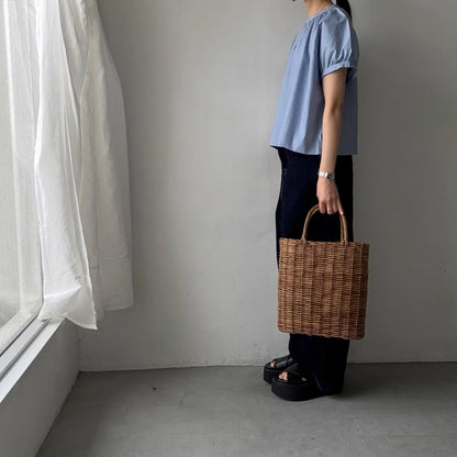 🟡週末入荷分予約受付中🟡cion  コットンシャーリングブラウス　サックスブルー