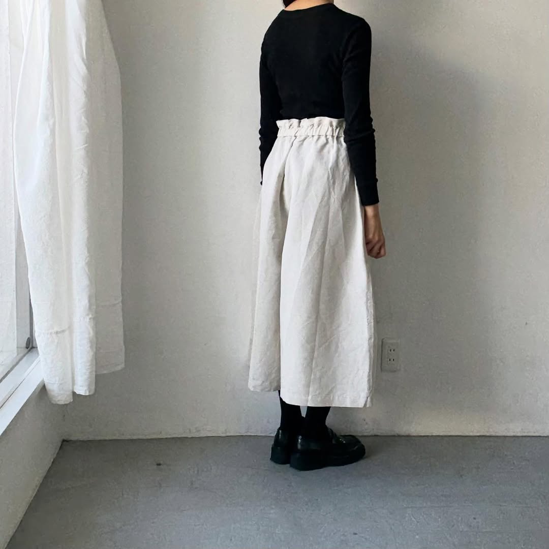 MAGALI ハイカウントコットンリネンコクーンパンツ　オートミール