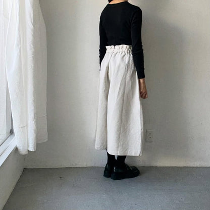 MAGALI ハイカウントコットンリネンコクーンパンツ　オートミール