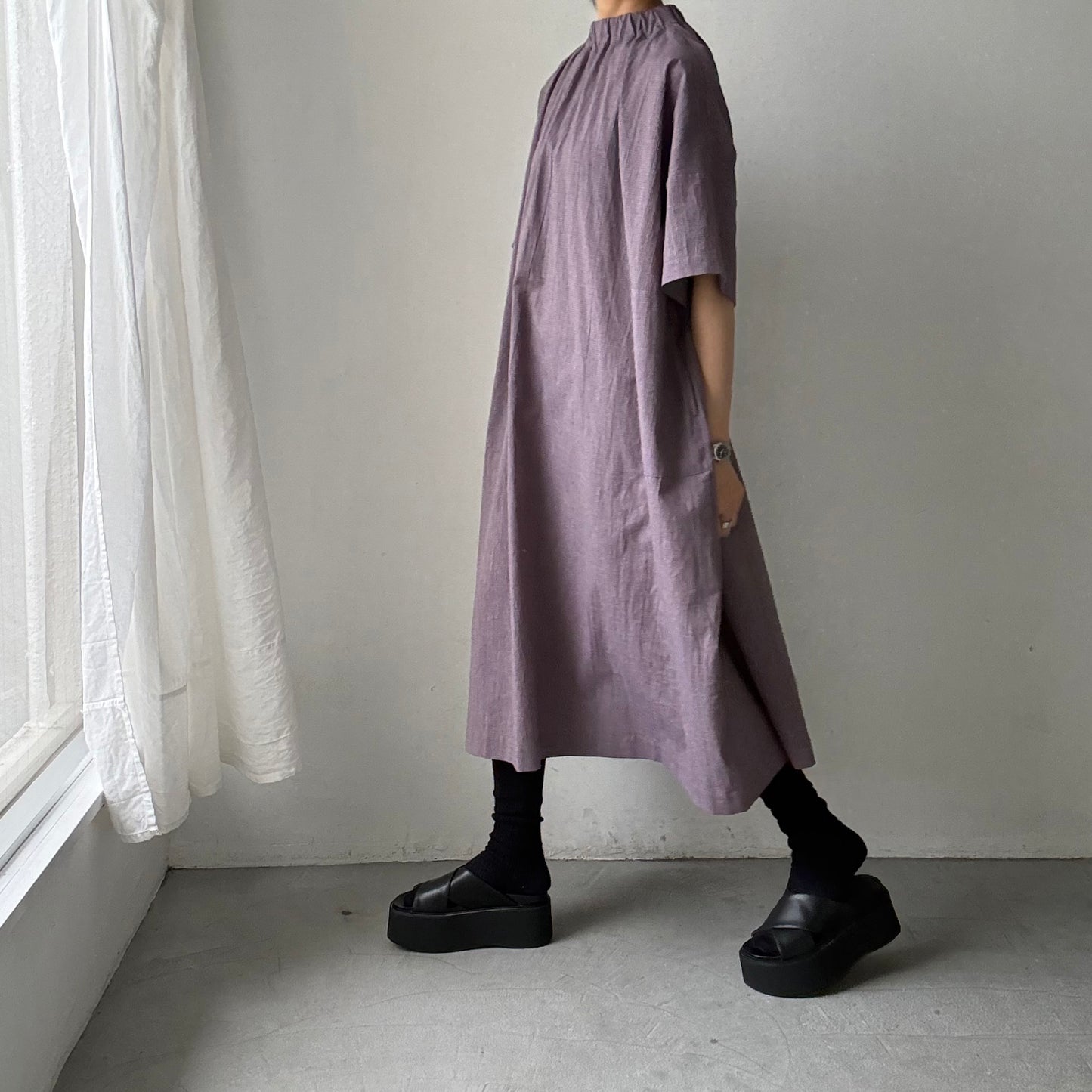 atelier d'antan Krallコットンリネンドレス