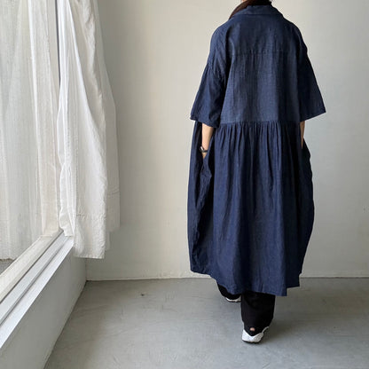 jujudhau  デニムハーフスリーブドレス