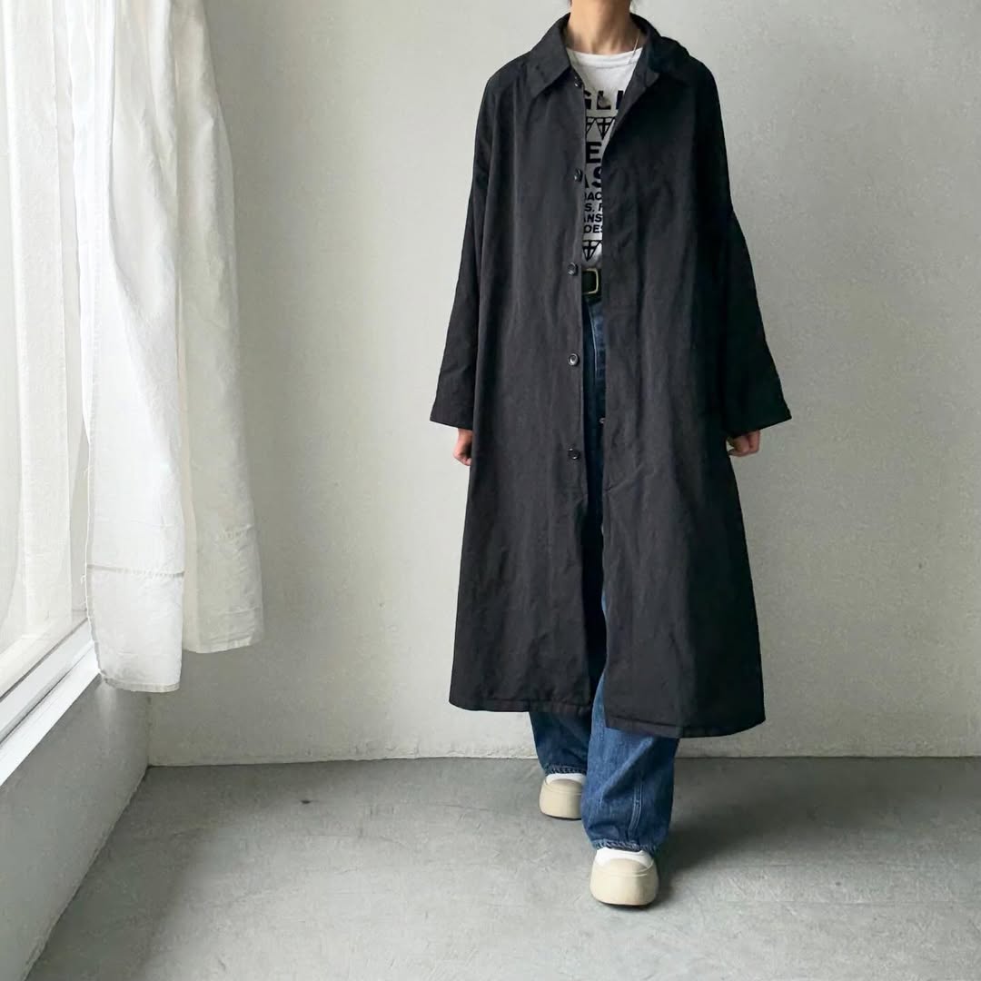 R&D.M.Co ガーメントダイステンカラーコート　美品 R&D.M.Co ガーメントダイステンカラーコート ブラック – blanc