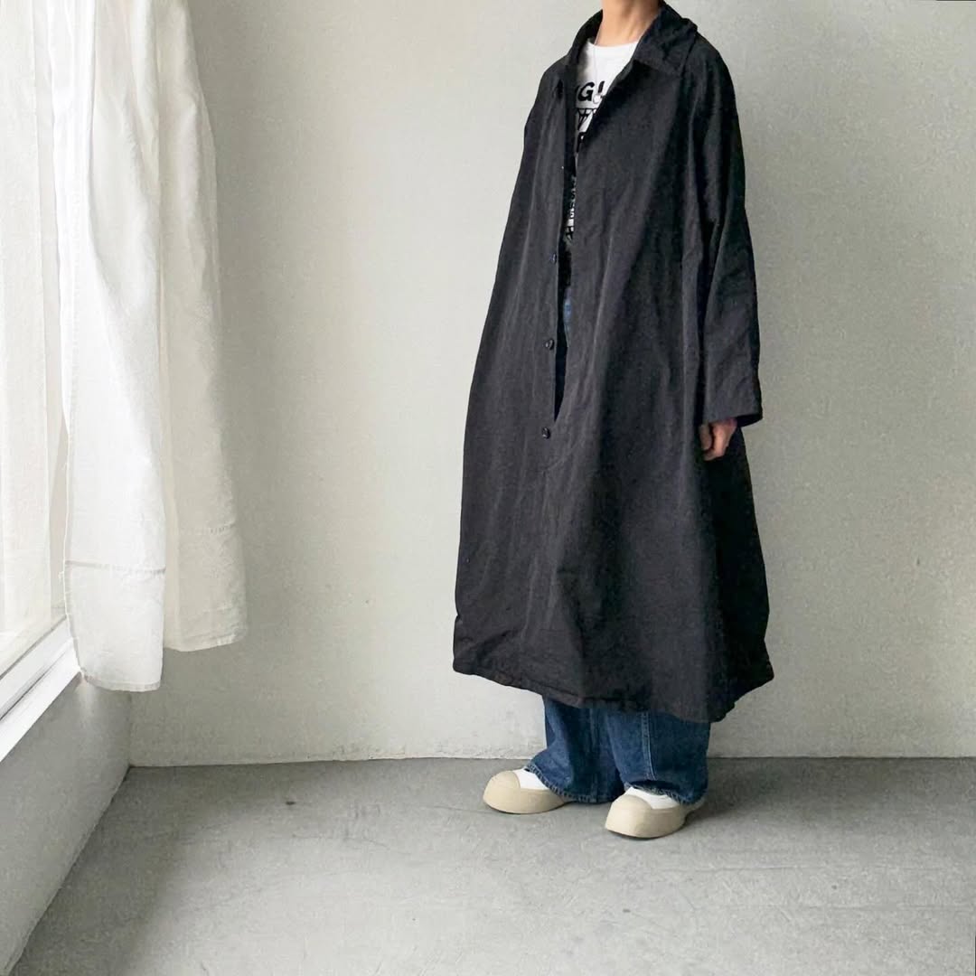 R&D.M.Co ガーメントダイステンカラーコート　ブラック