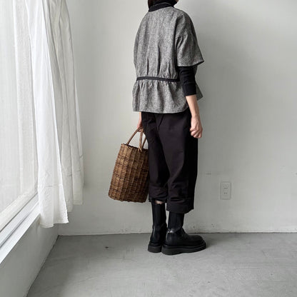 MAGALI  トリプルウォッシュリネンカシュクールジレ　フォグブラック