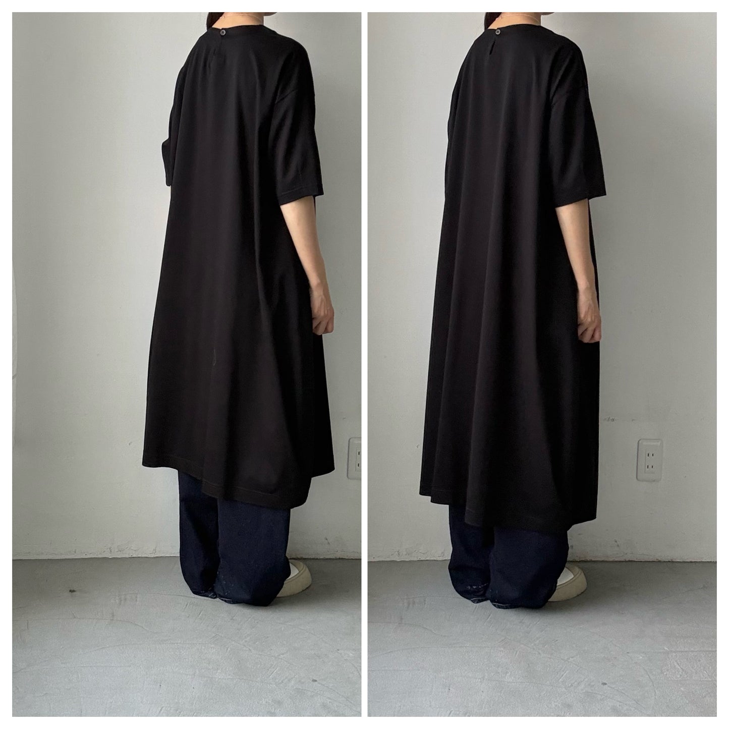 atelier naruse  コットンカットソーコクーンワンピース　ブラック
