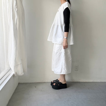homspun  ワッフルノースリーブプルオーバー　ホワイト×ホワイト