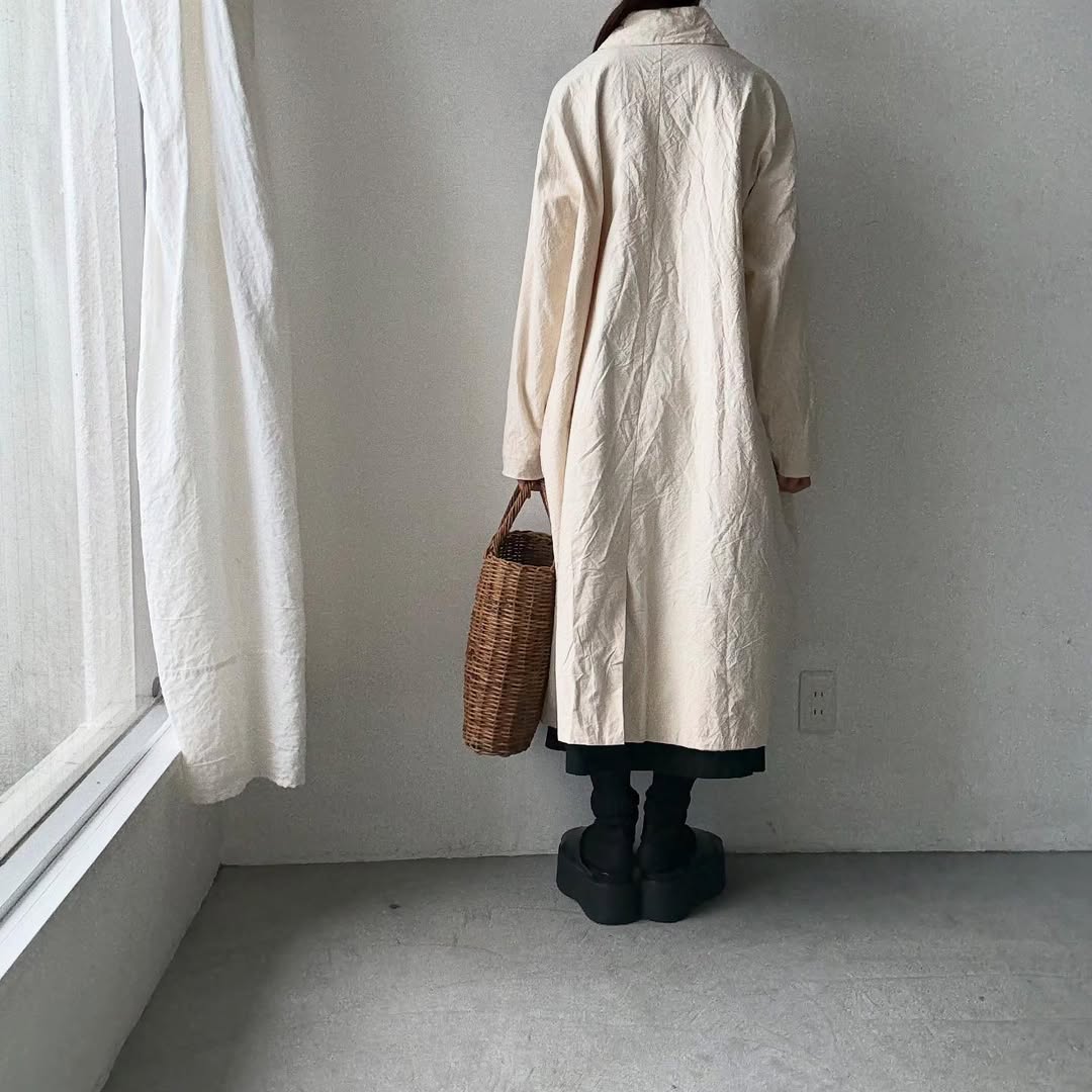 jujudhau コットンカラードコート