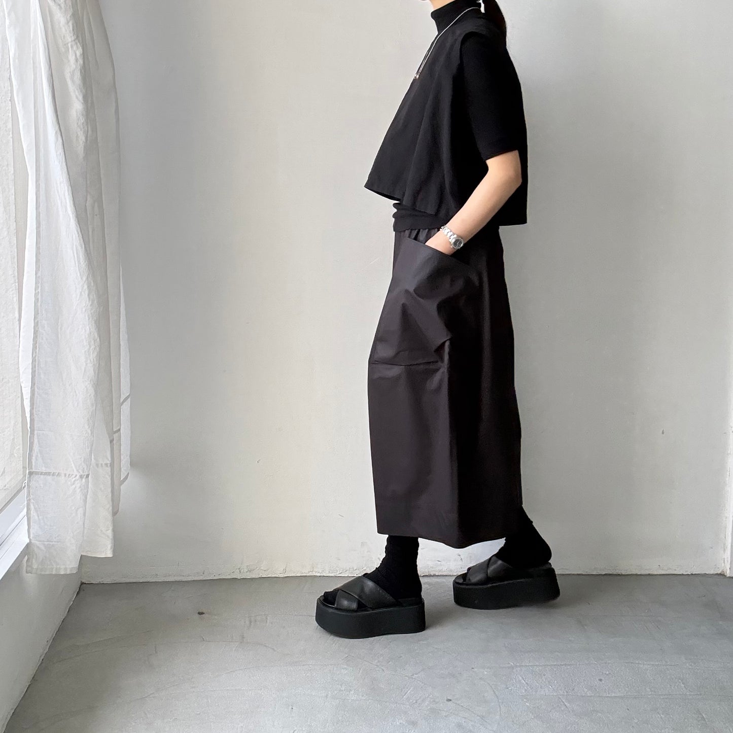 TENNE HANDCRAFTED MODERN ビッグポケットキュロット　ブラック