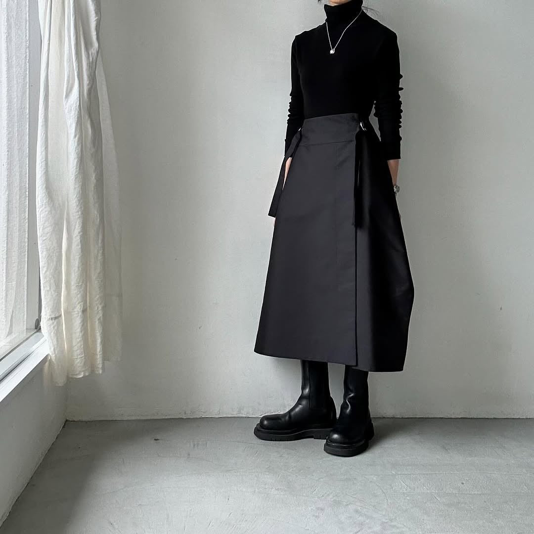 TENNE HANDCRAFTED MODERN ラップスカート　ブラック