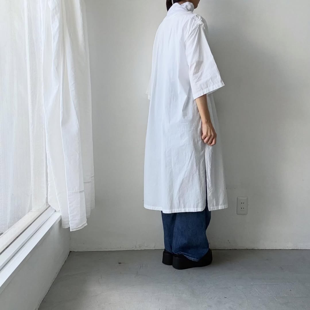 ayanoguchiaya　フリップロングシャツドレス　ホワイト