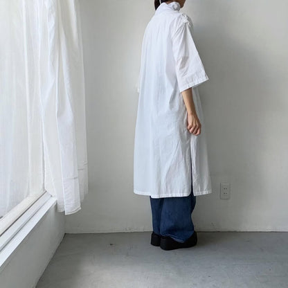 ayanoguchiaya　フリップロングシャツドレス　ホワイト